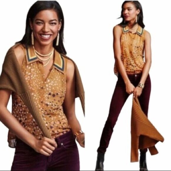 Cabi Cheers Women's Printed Sheer Sleeveless Blouse Size S - Picture 8 of 9